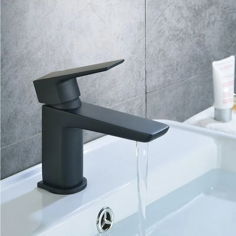 Nes Home Keninton Bathroom Mono Basin Mixer Black Matt Tap Black