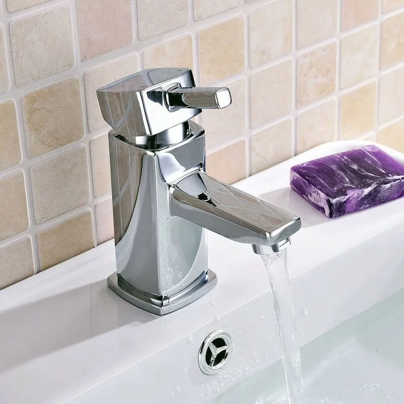 Nes Home Kia Cloakroom Basin Mono Mixer Tap & Waste Chrome in Silver Silver