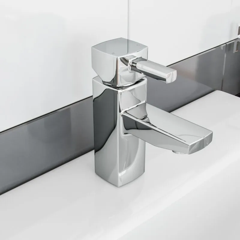 Nes Home Newport Bathroom Basin Sink Mono Mixer Tap & Waste Chrome in Silver Silver