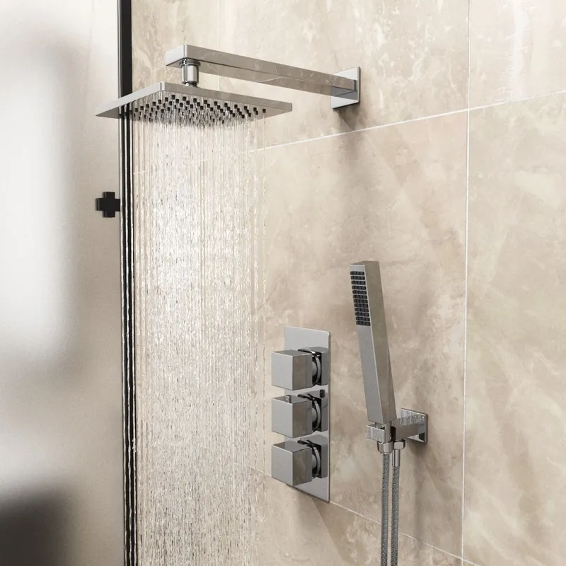 Nes Home - Cameo 3 Dial 2 Way Square Set - Shower Head & Handset