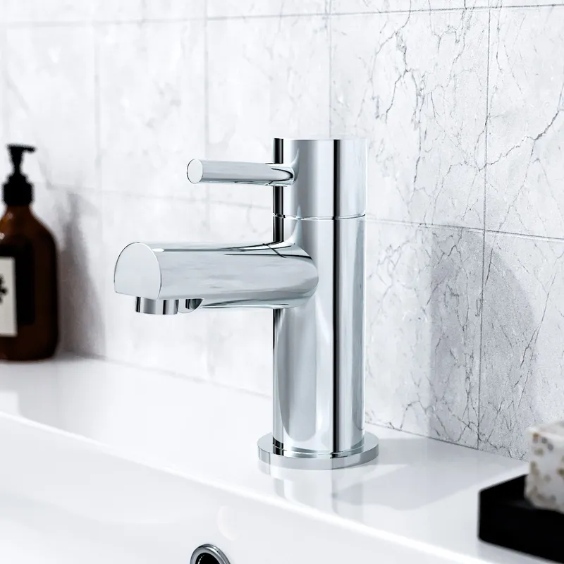 Nes Home Chrome Cloakroom Mono Basin Mixer Sink Tap Bathroom Taps in Silver Silver
