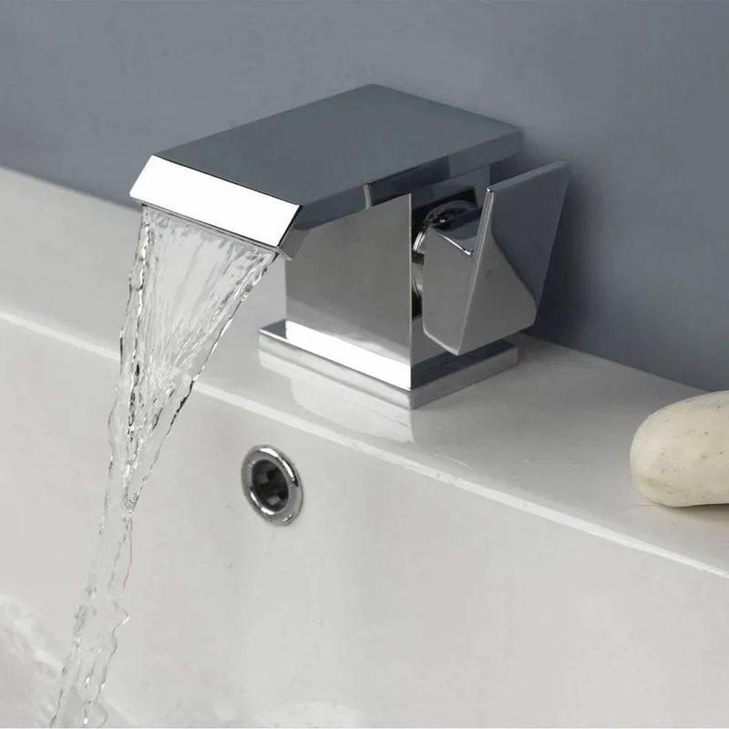 Nes Home Devon Waterfall Basin Mixer Tap & Waste Chrome in Silver Silver