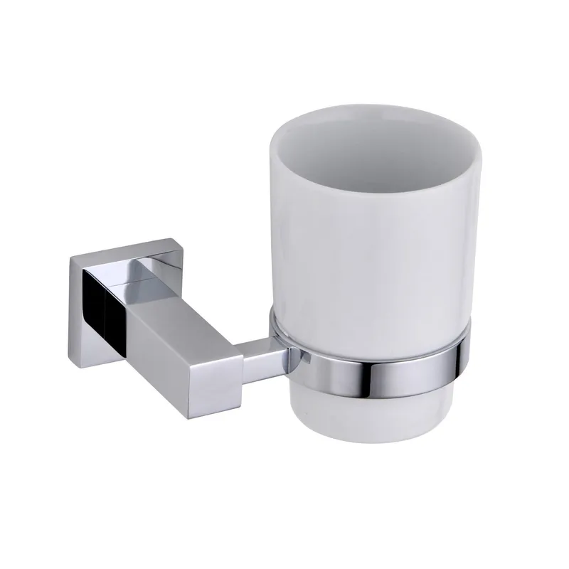Nes Home Modern Chrome Single Wall Mounted Tumbler Holder in Silver Silver