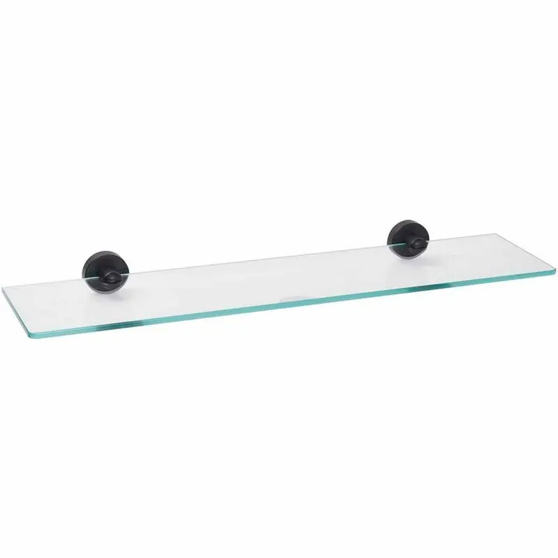 Nes Home Modern Round Black Matte Single Glass Shelf