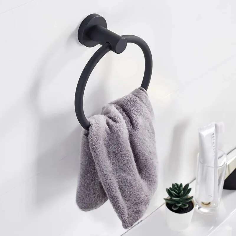 Nes Home Modern Round Black Matte Towel Ring