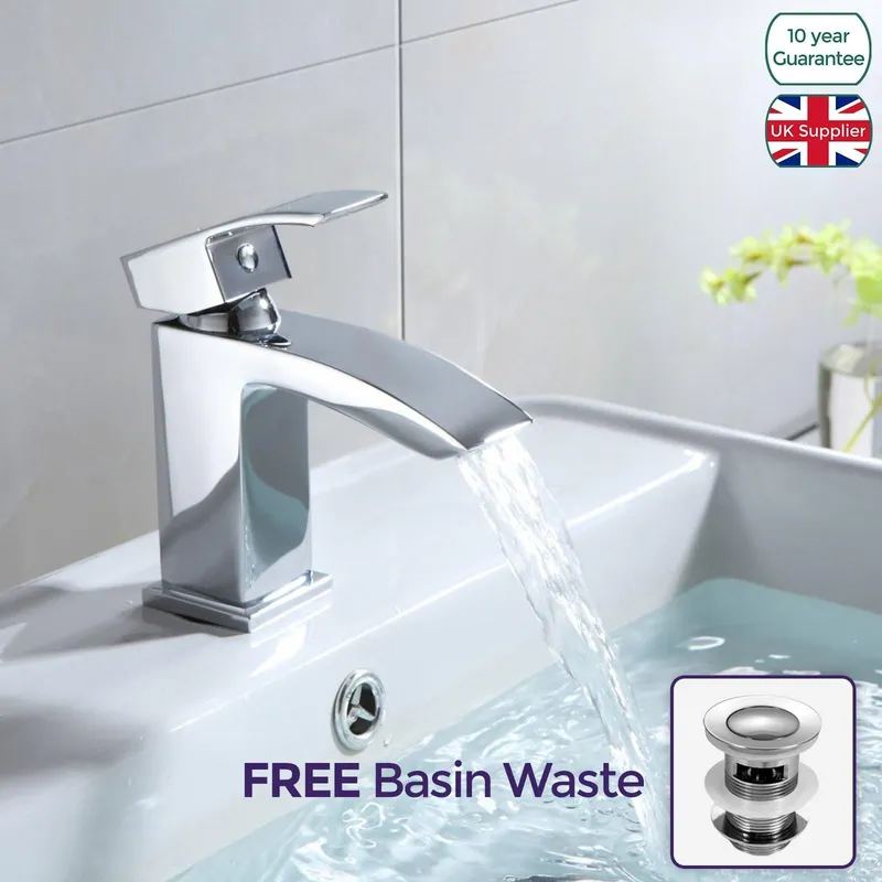 Nes Home - Arke Contemporary Chrome Cloakroom Basin Mono Mixer Tap + Waste