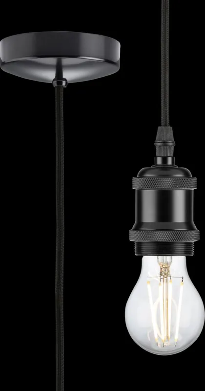 KnightsBridge 1.8m E27 Vintage Pendant Set - Matt Black