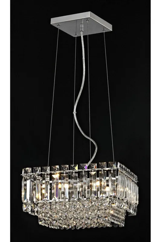 Impex Lighting Alvery 5 Light Polished Chrome Ceiling Fitting Square Clear Crystal