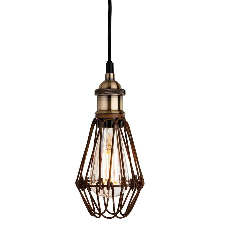 Firstlight Lighting Arcade 1 Light Ceiling Pendant Rustic Brown, E27