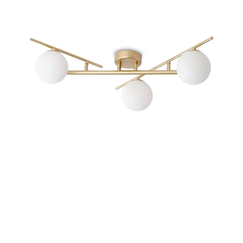 Netlighting Atlas 3 Light Globe Ceiling Light Brass in Gold Gold
