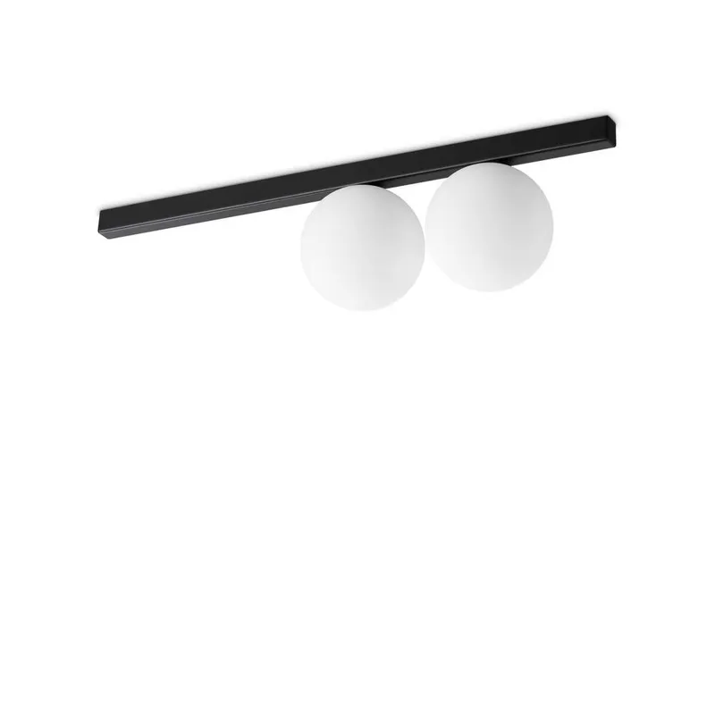Ideal Lux Lighting Binomio 2 Light Globe Ceiling Light Black