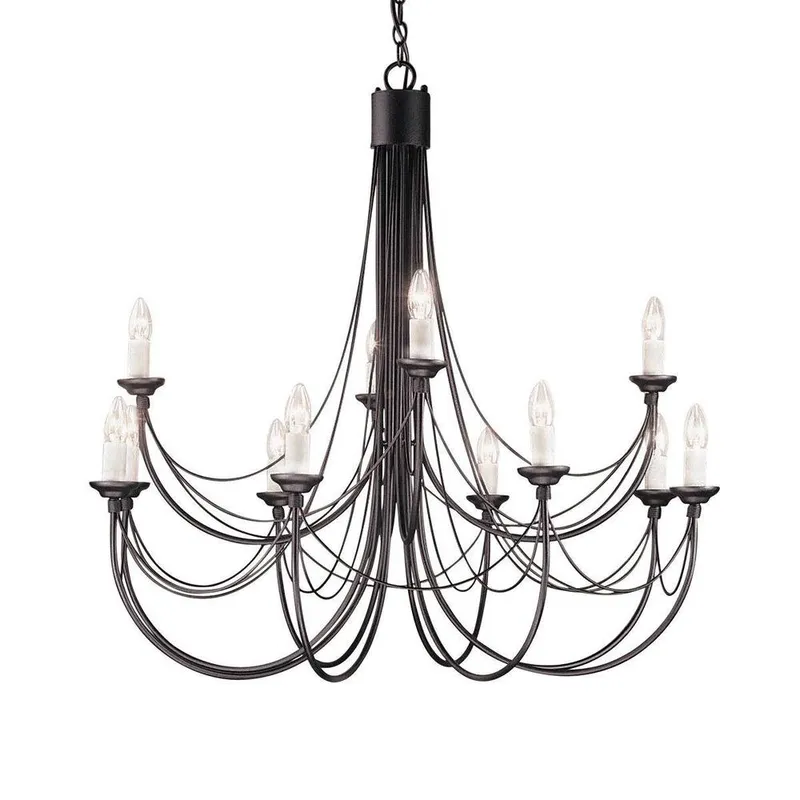 Elstead Lighting Carisbrooke 12 Light Candle Chandelier Black
