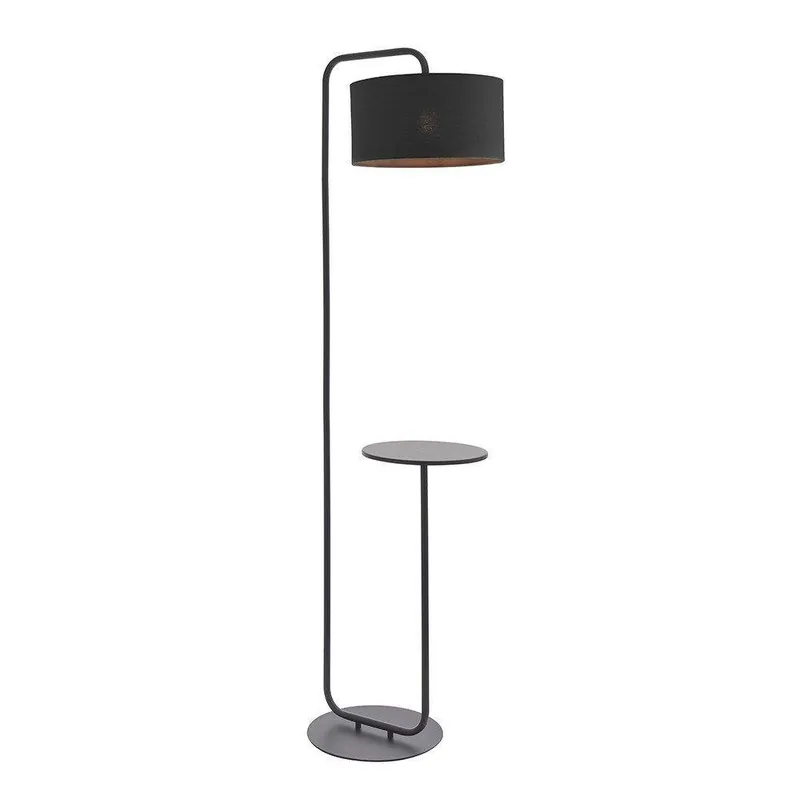 Merano Lighting Carrara Floor Lamp Satin Black Paint & Black Fabric