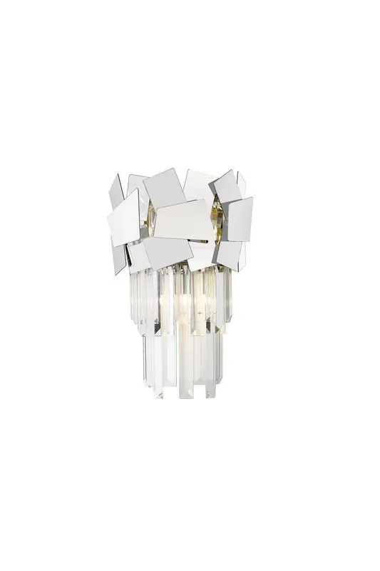 Netlighting Celine 2 Light Wall Lamp Chrome Crystal in Grey Grey