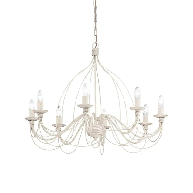 Netlighting Corte 8 Light Chandelier Antique White Finish E14 White