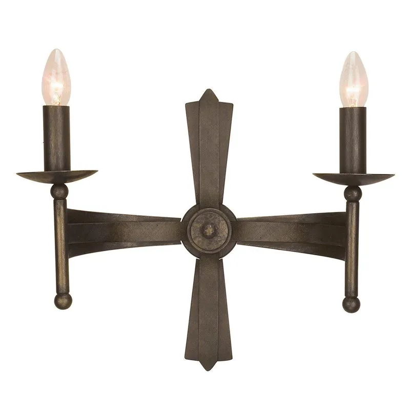 Elstead Lighting Cromwell 2 Light Indoor Candle Wall Light Old Bronze, E14