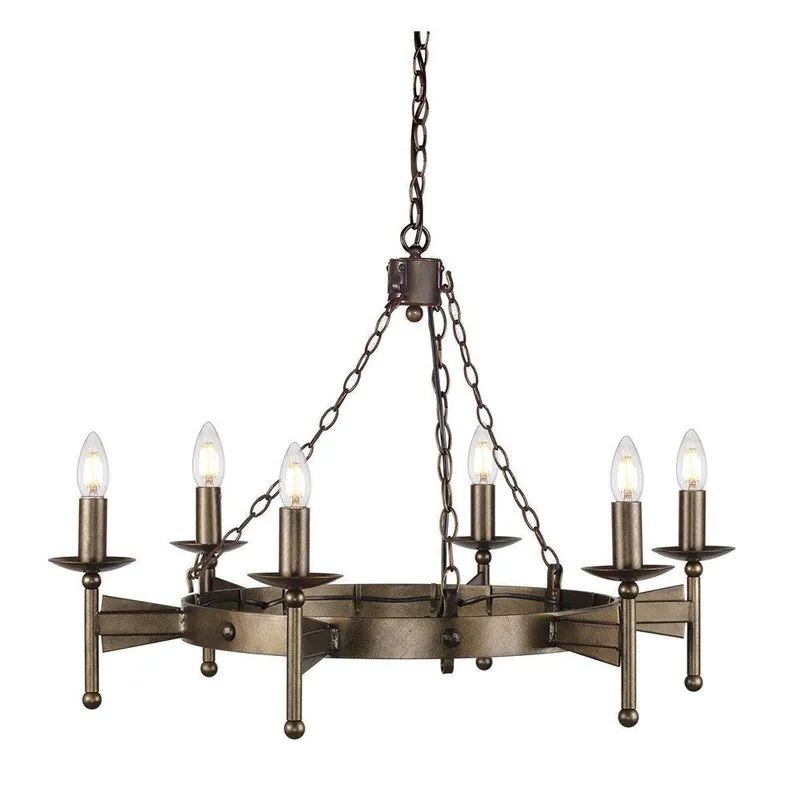 Elstead Lighting Cromwell 6 Light Chandelier Old Bronze Finish, E14