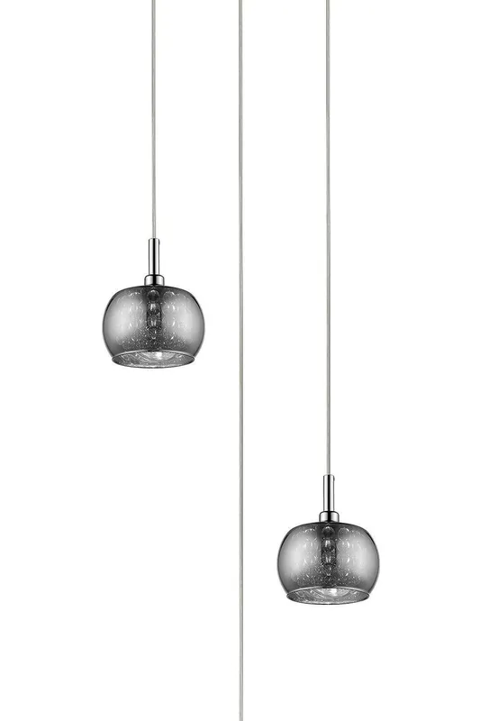 Netlighting Deni 3 Light Chrome Ceiling Pendant Cluster Pendant Ceiling Light in Grey Grey
