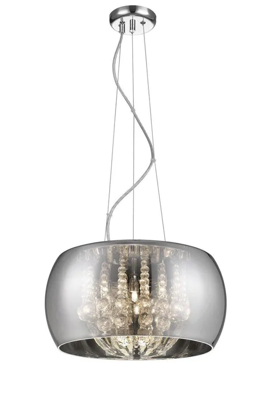 Netlighting Deni 6 Light Chrome Crystal Pendant Ceiling Light in Grey Grey