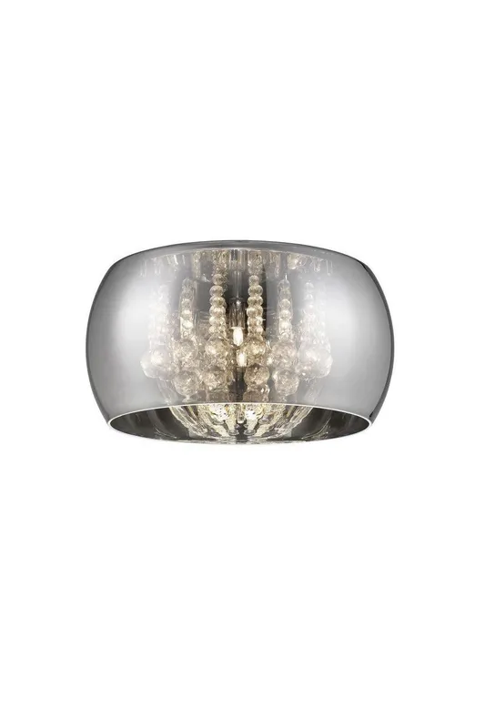 Netlighting Deni 6 Light Flush Ceiling Light Chrome Crystal Ceiling Light in Grey Grey