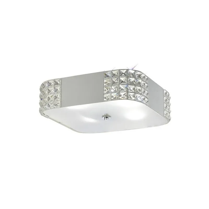 Inspired Lighting Denver Flush Ceiling 4 Light White, Crystal