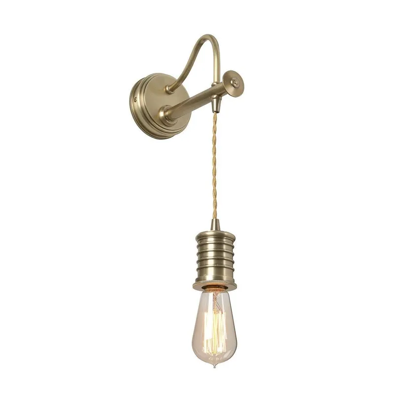 Netlighting Douille 1 Light Indoor Wall Light Antique Brass E27 in Yellow Yellow