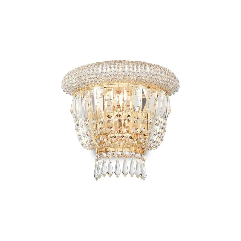 Netlighting Dubai 2 Light Wall Light Brass E14 in Yellow Yellow