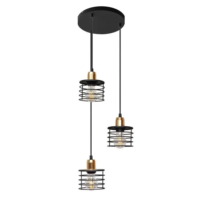 Helam Lighting Edison Cluster Pendant Ceiling Light Black, Copper 38cm
