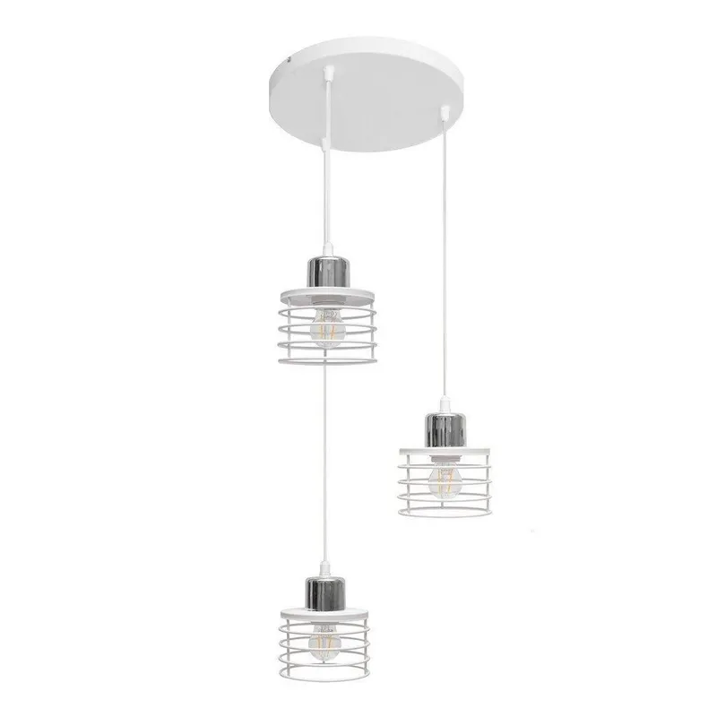 Netlighting Edison Cluster Pendant Ceiling Light White Chrome 38cm White