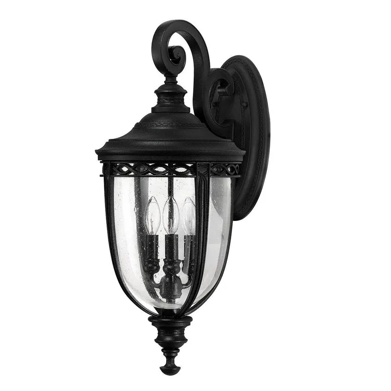 Elstead Lighting English Bridle 3 Light Outdoor Large Wall Lantern Light Black IP44, E14