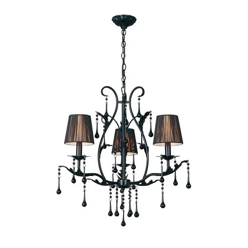 Inspired Lighting Flur Pendant Round 3 Light E14 Black