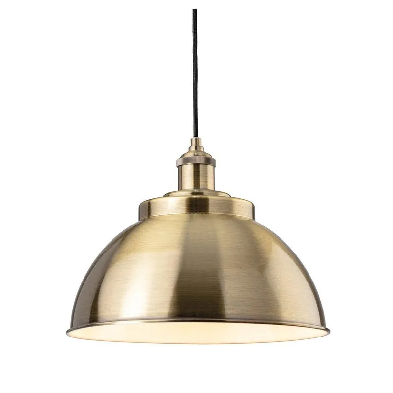 Firstlight Lighting Genoa Industrial Dome Pendant Light Antique Brass