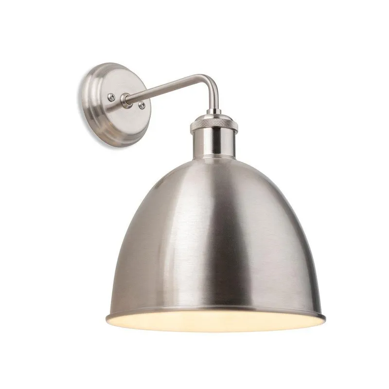Netlighting Genoa Industrial Dome Wall Light Brushed Steel in Grey Grey
