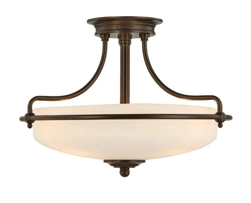 Netlighting Griffin 3 Light Semi Flush Ceiling Light Palladian Bronze E27 in Brown Brown