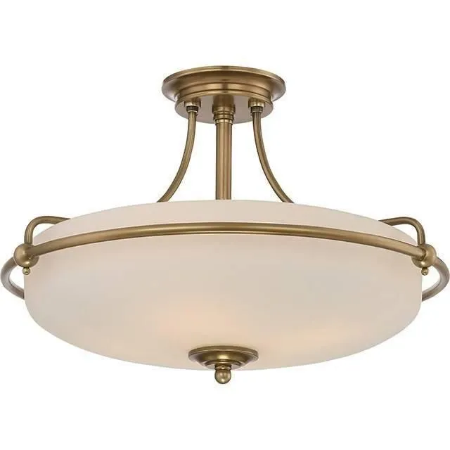Netlighting Griffin 4 Light Semi Flush Ceiling Light Weathered Brass E27 in Yellow Yellow