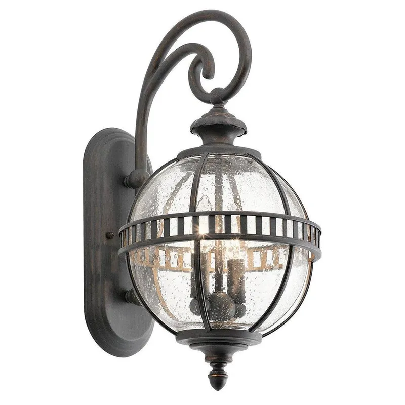 Netlighting Halleron 2 Light Outdoor Globe Wall Lantern Light Grey IP44 E14 Grey