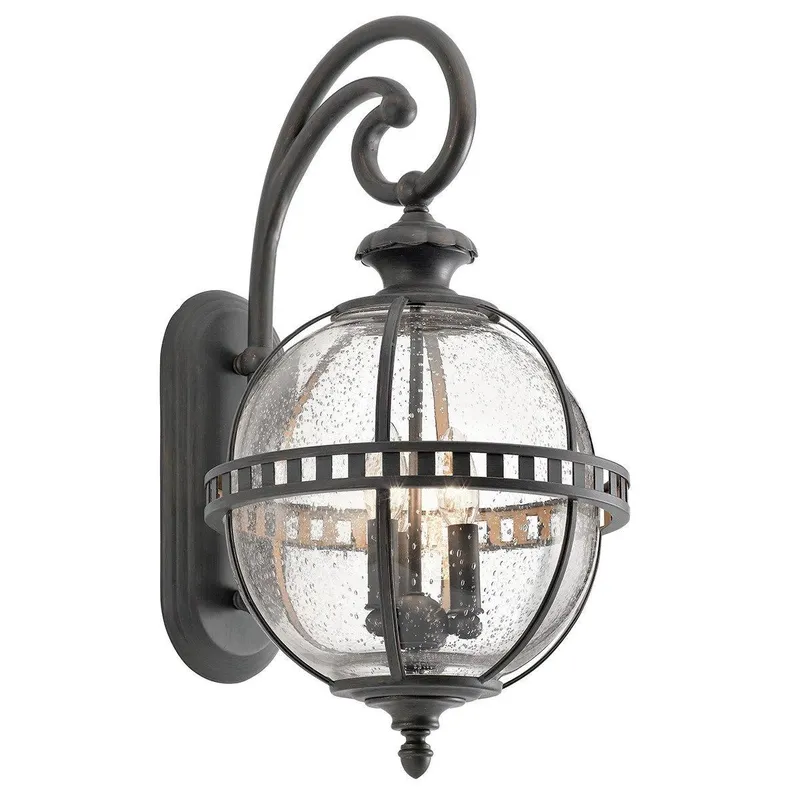 Netlighting Halleron 3 Light Outdoor Globe Wall Lantern Light Grey IP44 E14 Grey