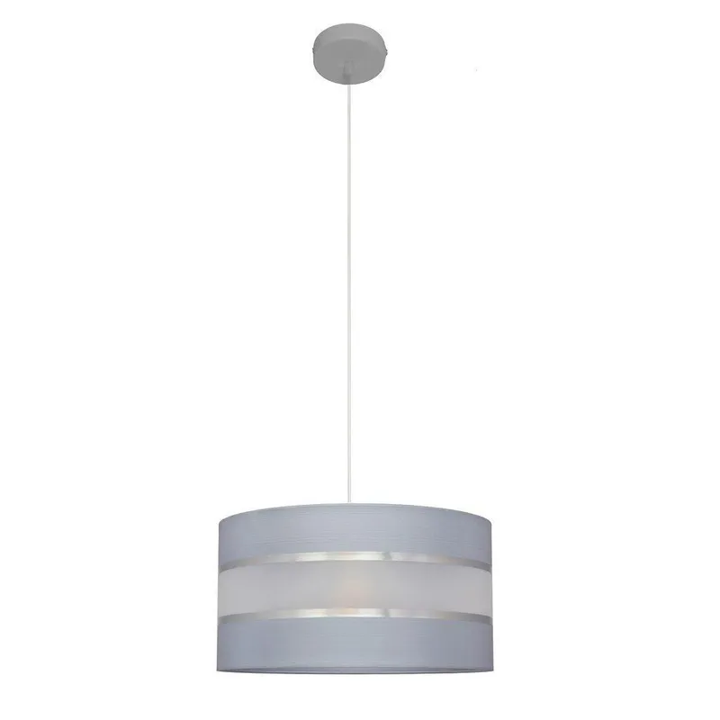 Netlighting Helen Cylindrical Pendant Ceiling Light Grey Silver 35cm Grey