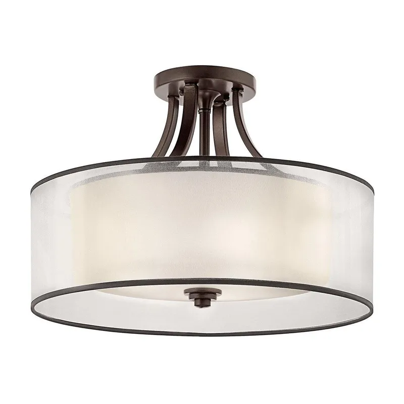 Netlighting Lacey 4 Light SemiFlush Mount Mission Bronze E27 in Brown Brown