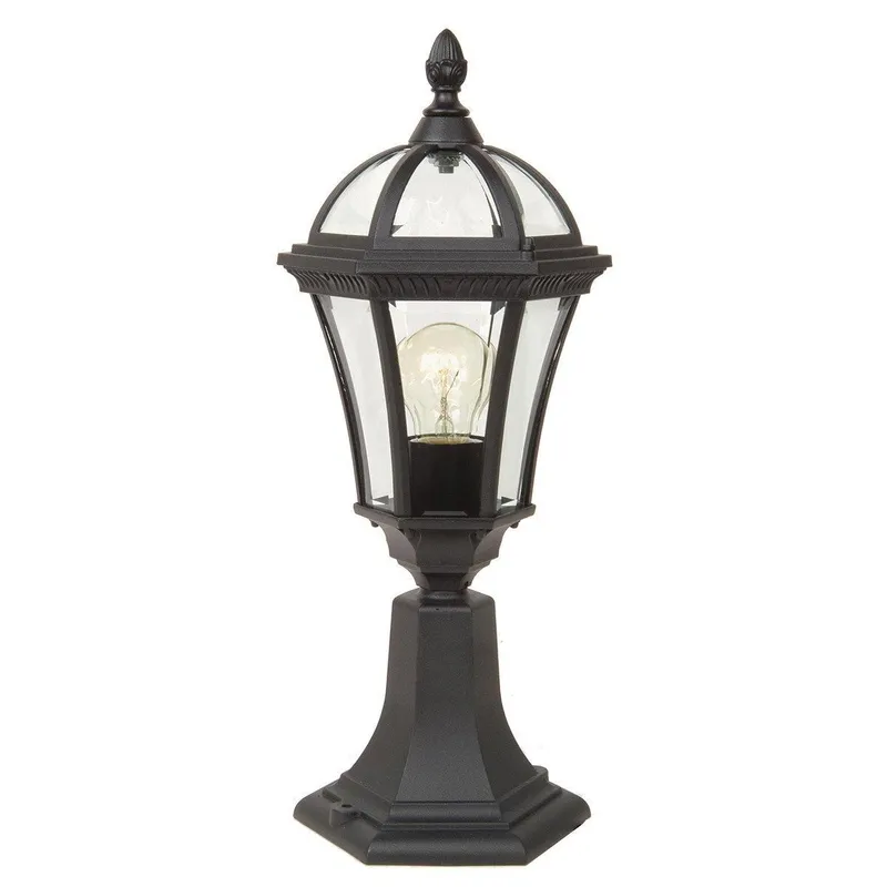 Netlighting Ledbury 1 Light Outdoor Pedestal Lantern Black IP44 E27 Black