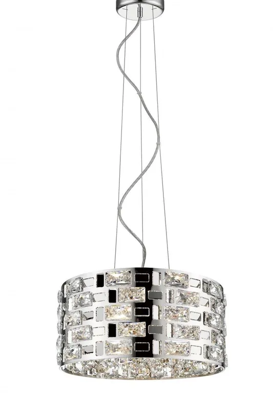 Netlighting Lola 5 Light Chrome Crystal Pendant Ceiling Light in Grey Grey