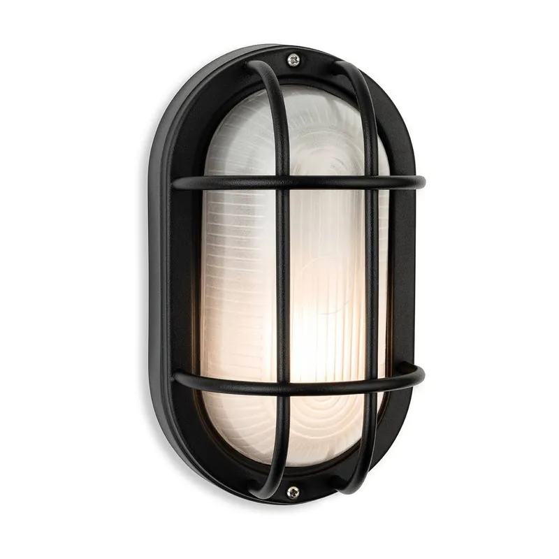 Netlighting Lugo Bulkhead Black with Frosted Glass IP44 Black