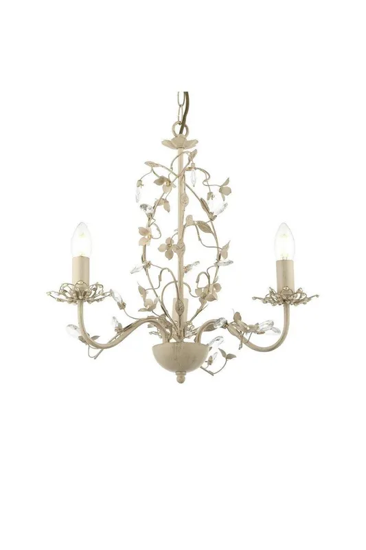 Netlighting Lullaby 3 Light Multi Arm Ceiling Pendant Flower Design Cream Brushed Gold Pearl Effect Acrylic E14 in Beige Beige