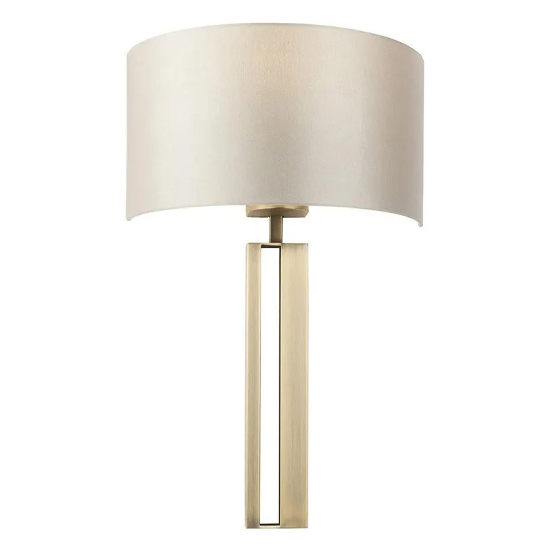Merano Lighting Macerata Wall Lamp Matt Antique Brass Plate & Mink Satin Fabric