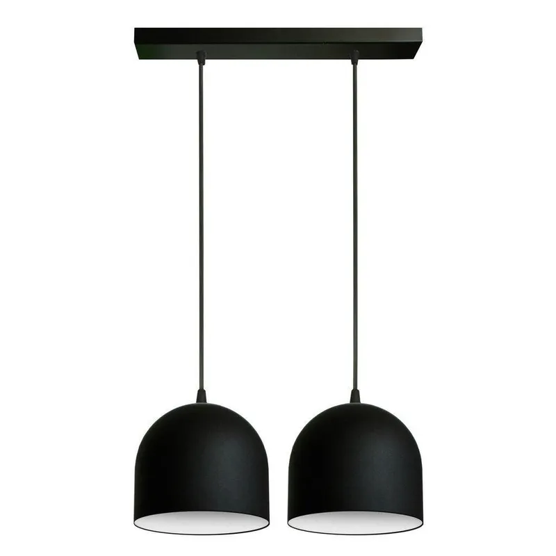 Helam Lighting Madison Straight Bar Pendant Ceiling Light Black, White 42cm
