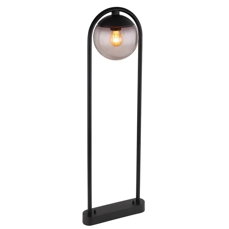Netlighting Michael Outdoor Bollard Matt Black IP44 Smoke Glass Shade 1x E27 Black