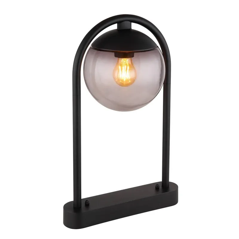Netlighting Michael Outdoor Pedestal Light Black IP44 Smoke Glass Shade 1x E27 Black