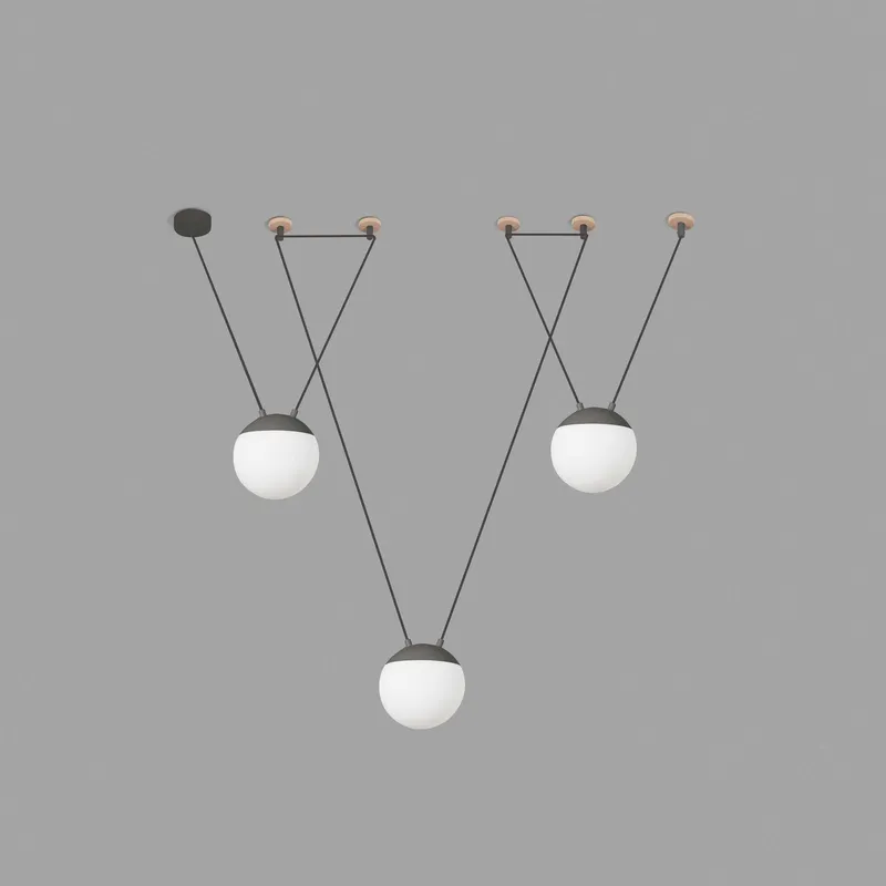 Netlighting Mine 3 Light Ceiling Pendant Wood Dark Grey E27 Grey