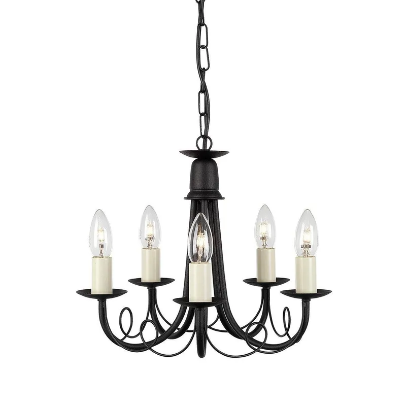 Elstead Lighting Minster 5 Light Chandelier Black Finish, E14