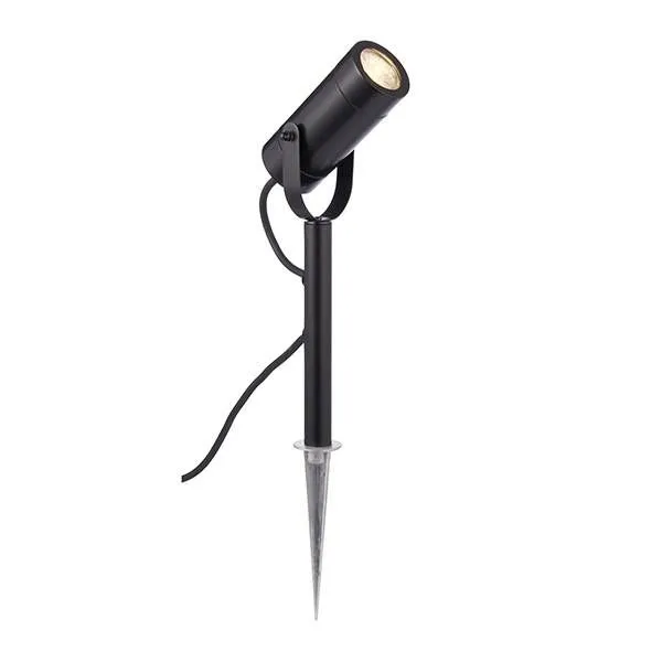 Netlighting Palin Outdoor Spike Light Matt Black Glass IP44 GU10 Black